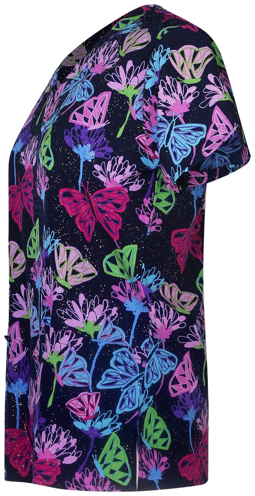 Minty Mint Women's Comfortable Easy Fit Lightweight Durable Soft Stretch Printed V-Neck Medical Scrub Top Dentist Medical Profession Doctor EMT Nurse Veterinarian f7t1 Navy M