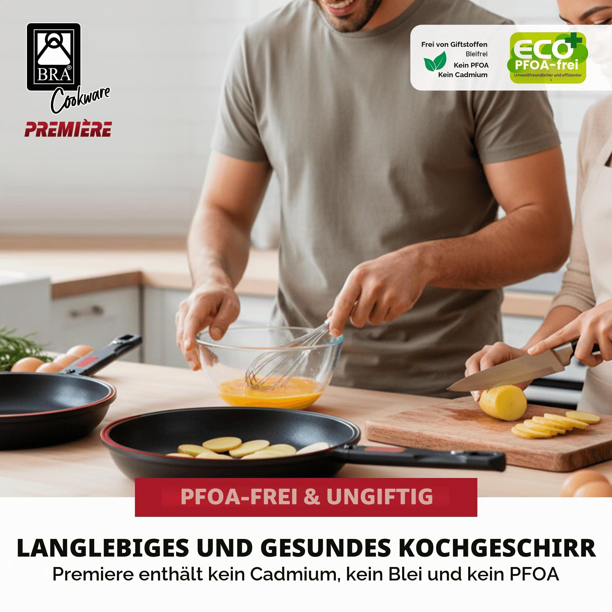 BRA Dupla Premiere | Doppelte Kartoffel-Omelette-Bratpfanne, 24 cm Durchmesser, Aluminiumguss, dreifache Antihaftschicht, 100% PFOA-frei, für alle Herdarten