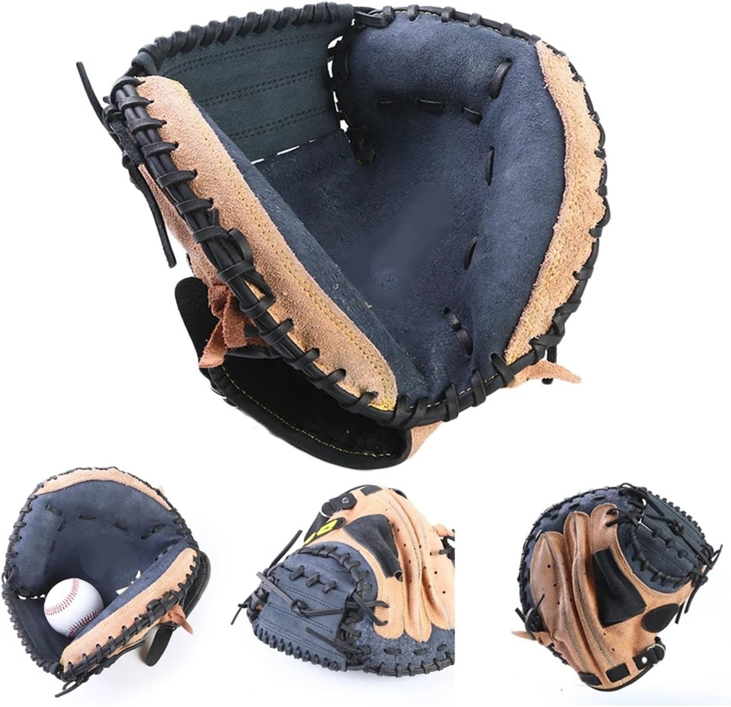 12.5 Inch Leather Catcher's Mitt for Baseball & Softball, Left Hand Training & Practice Equipment