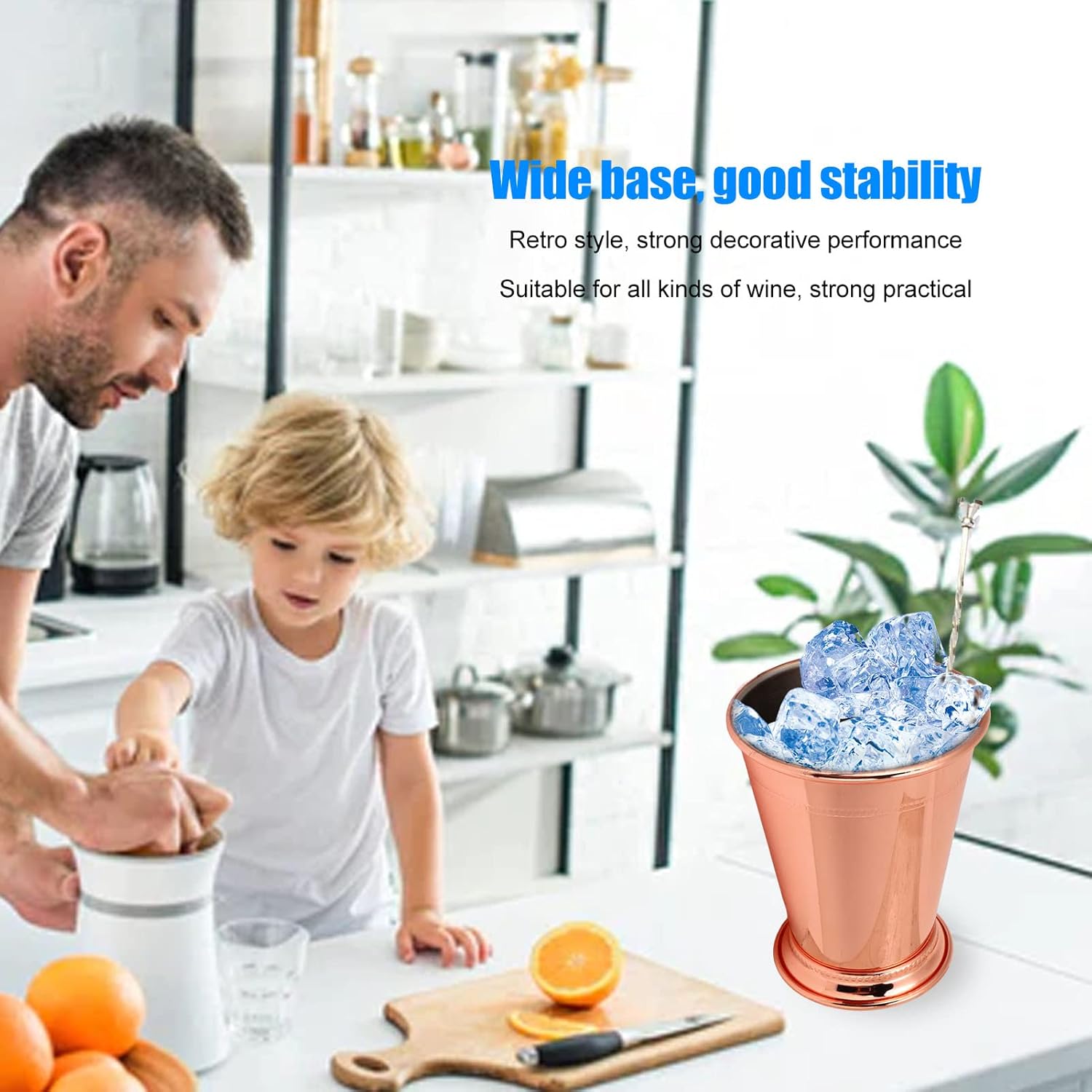 4PCS 400ML Mint Julep Cups, 14oz Stainless Steel Cocktail Julep Glasses with Beaded Trim Border for Party Beer Juice Beverage Bar Home Restaurant (Rose Gold)