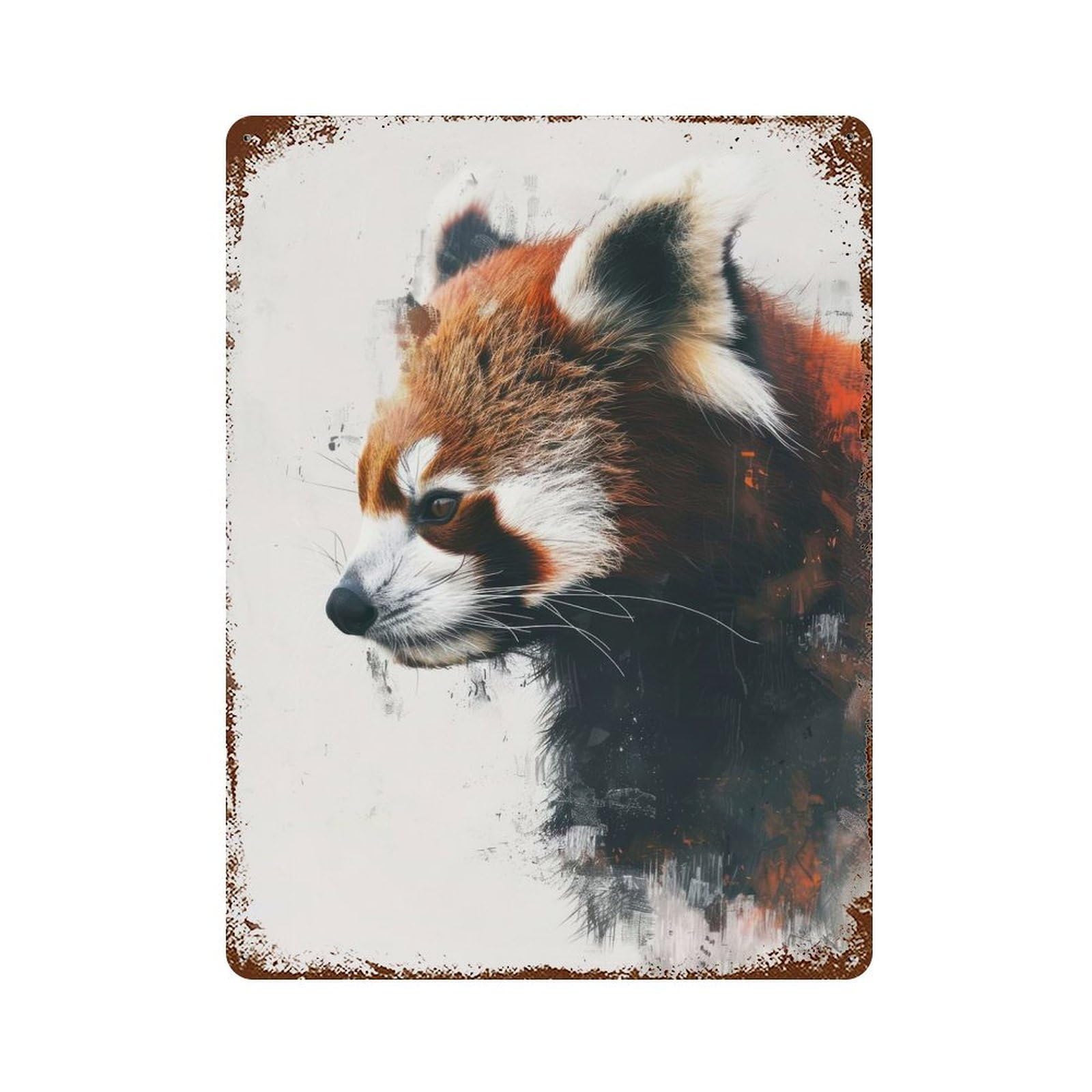 Red Panda Profile Art Rusty Metal Tin Sign 15.7"x11.8", Ideal for Farmhouse, Kitchen And Entryway Decor