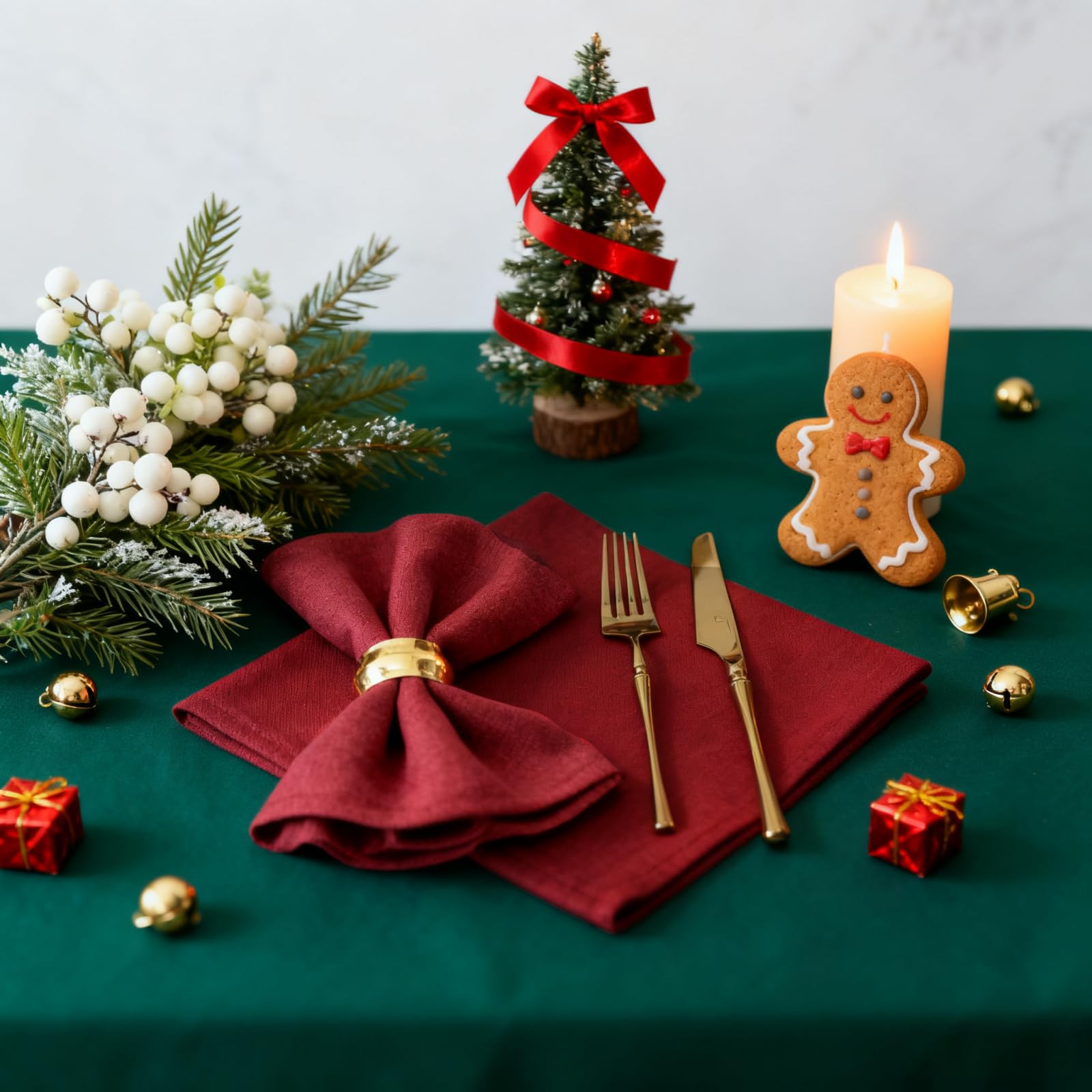 Juego de 4 servilletas de tela de mezcla de algodón y lino, lavables, suaves, color rojo, ideales para fiestas, hoteles, bodas
