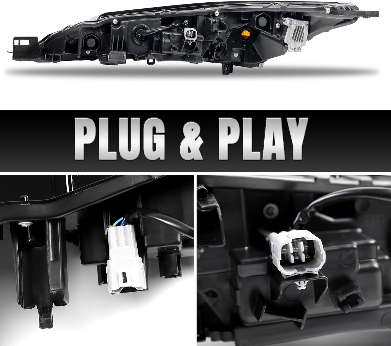 Right Daytime Running Light For Nissan Rogue 2021 2022 2023 w/Halogen Turn Signal Light LED DRL Lamp Replacement Passenger Side Headlight For 26120-6RR0A NI2563102