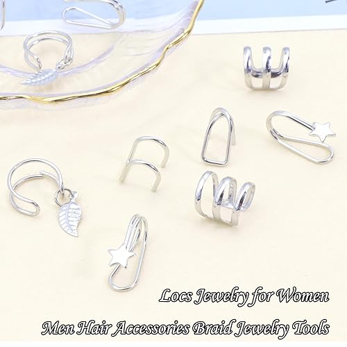 Miniatura 9 de NAISKA 15 piezas de joyería para el cabello para trenzas, accesorios de rastas, dijes para el cabello, pinzas de aleación de metal, sin