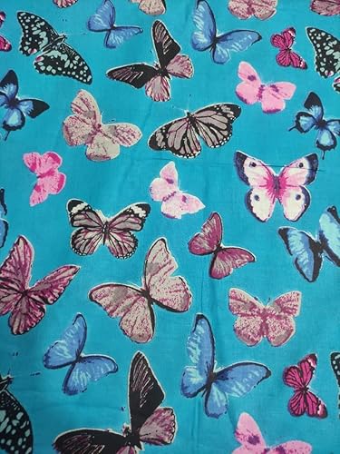 Miniatura 3 de Tela india 100% algodón de 5 yardas, serigrafía, diseño floral y floral, tela para costura, manualidades y costura, 5 yardas (turquesa)