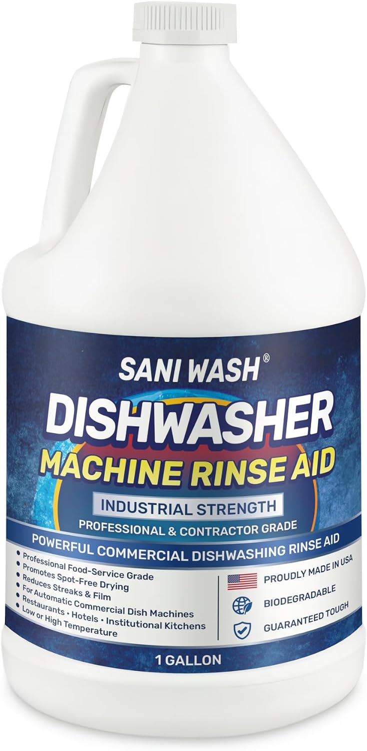 Commercial Dish Machine Rinse Aid – Professional Drying & Spotting Control, 1 Gallon | Automatic Dishwasher Rinse Additive for Restaurants & Food Service | Made in USA