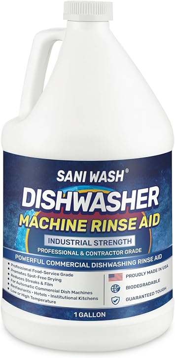 Commercial Dish Machine Rinse Aid Professional Drying & Spotting Control, 1 Gallon | Automatic Dishwasher Rinse Additive for Restaurants & Food Service | Made in USA