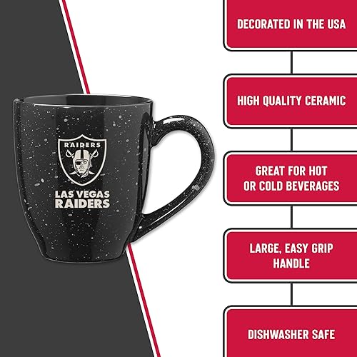 Miniatura 294 de Rico Industries, NFL Football - Taza de café de 16 oz de cerámica moteada, grabada con láser y de color de los equipos de fútbol americano de la NFL