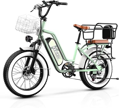 EUYBIKE Electric Bike for Adults, 20"x 4" Fat Tire Cargo Ebike with Seat, 1450W Peak 2 Seater Commute Bike with 48V 20AH Removable 960WH Battery, 80 Miles Max Range 7-Speed Step-Thru Electric Bicycle