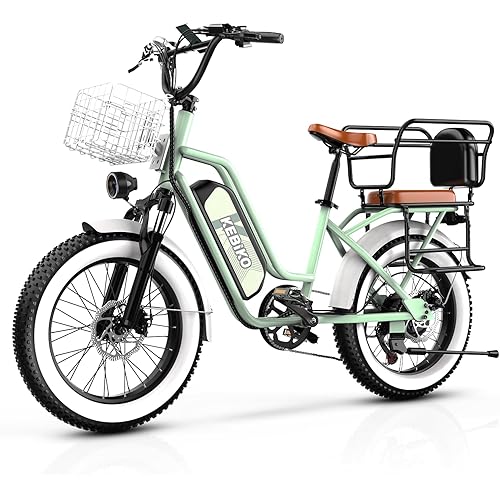 Electric Bike for Adults, 20"x 4" Fat Tire 35MPH Cargo Ebike with Seat, 1450W Peak 2 Seater Commute Bike with 48V 20AH Removable 960WH Battery, 80 Miles Max Range 7-Speed Step-Thru Electric Bicycle