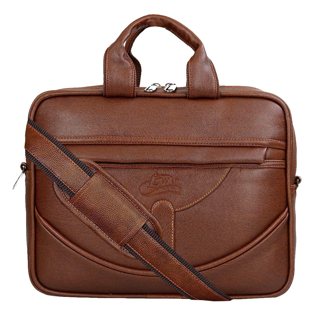 Leather World Pu Leather Mini 14 inch Laptop Office Bag | Office Bag | Messenger Bag | Travel Bag (Tan) (B0CN6JZHJM) Amazon Price History, Amazon Price Tracker