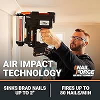 Vista 2 de Worx Nitro Clavadora Brad Inalámbrica de 20V 18GA, Pistola de Clavos Inalámbrica, Pistola de Clavos a Batería, Hasta 2 Pulgadas, Liberación