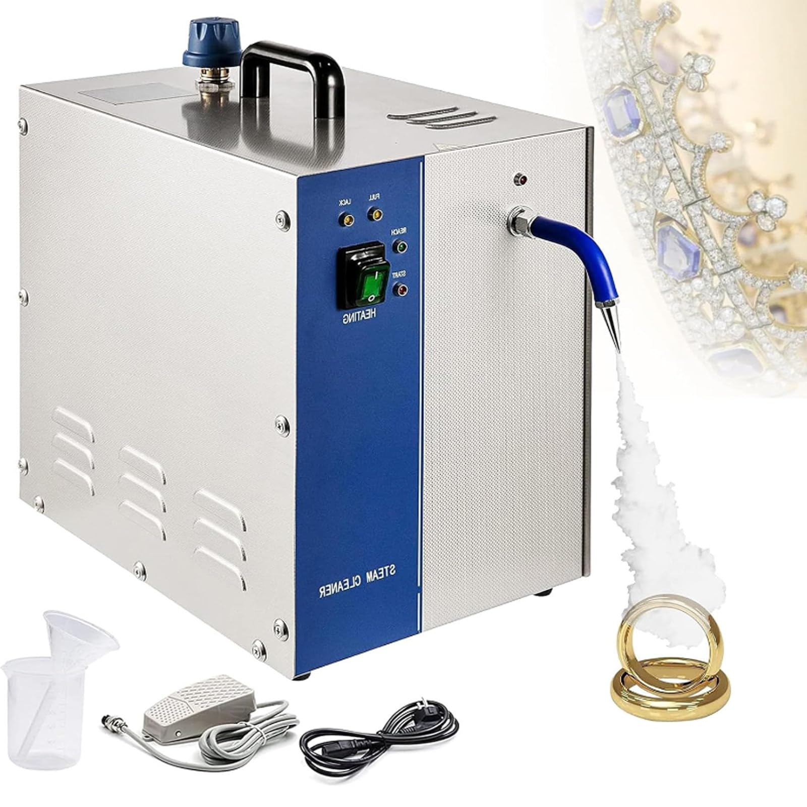 2L 4L Stainless Steel Jewelry Steam Cleaner Jewelry Steamer Steam Cleaner with Foot Switch Goldsmith for Rings Watches