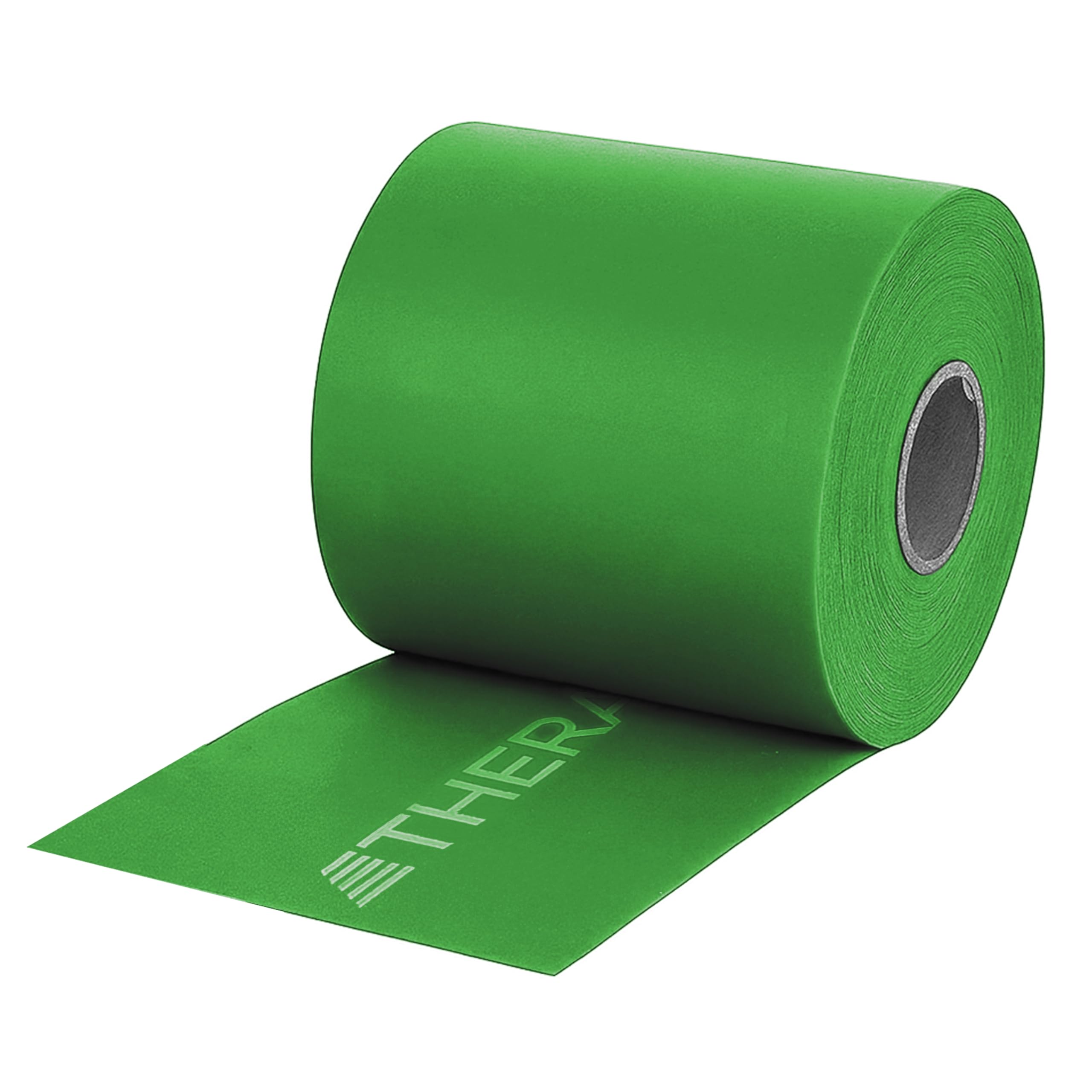 Thera-Band - Fascia elastica per esercizi, priva di lattice, alta resistenza, 25 m, con dispenser, colore: Verde