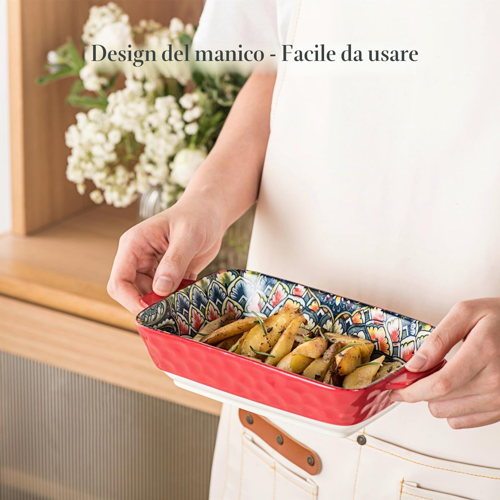 Ciotole Rettangolari, Ciotole in Ceramica – 650ML, Ciotole per Snack/Dessert/Contorni/Pasta, Set di 6 Piatti per Antipasti, Adatti al Microonde e alla Lavastoviglie