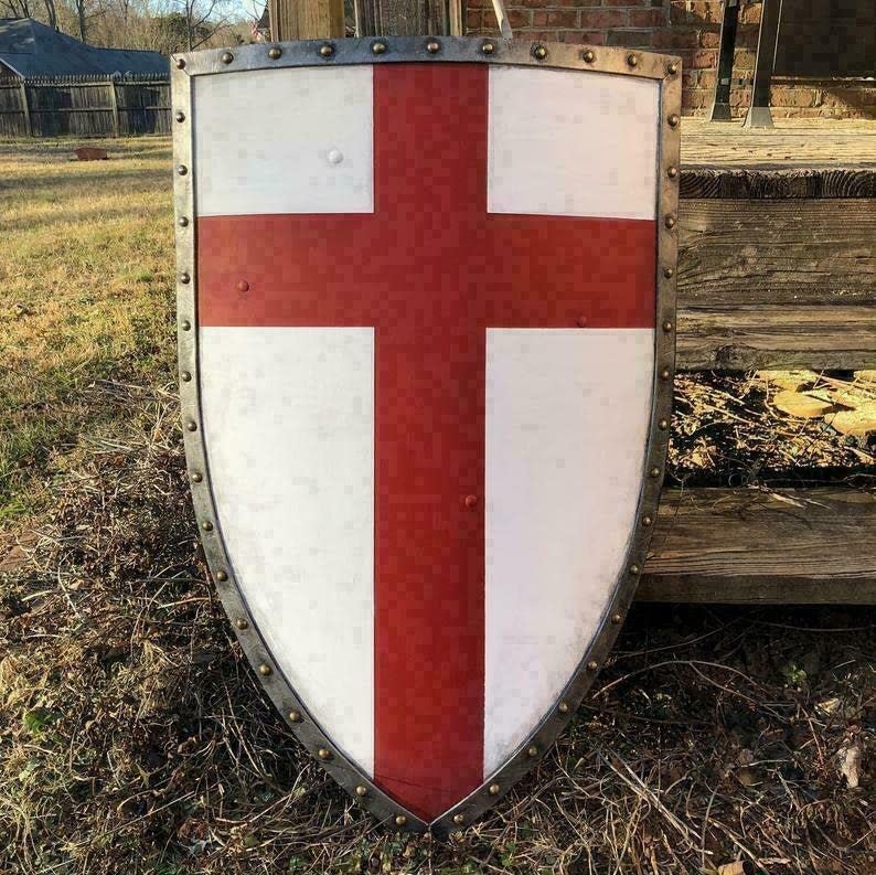 ANTIQUE MAKERSMedieval Knight Fall Authentic Templar Shield Battle Warrior Templar Shield 28" Knight Battlefield Shield, Antique Finish by ANTIQUE MAKERS