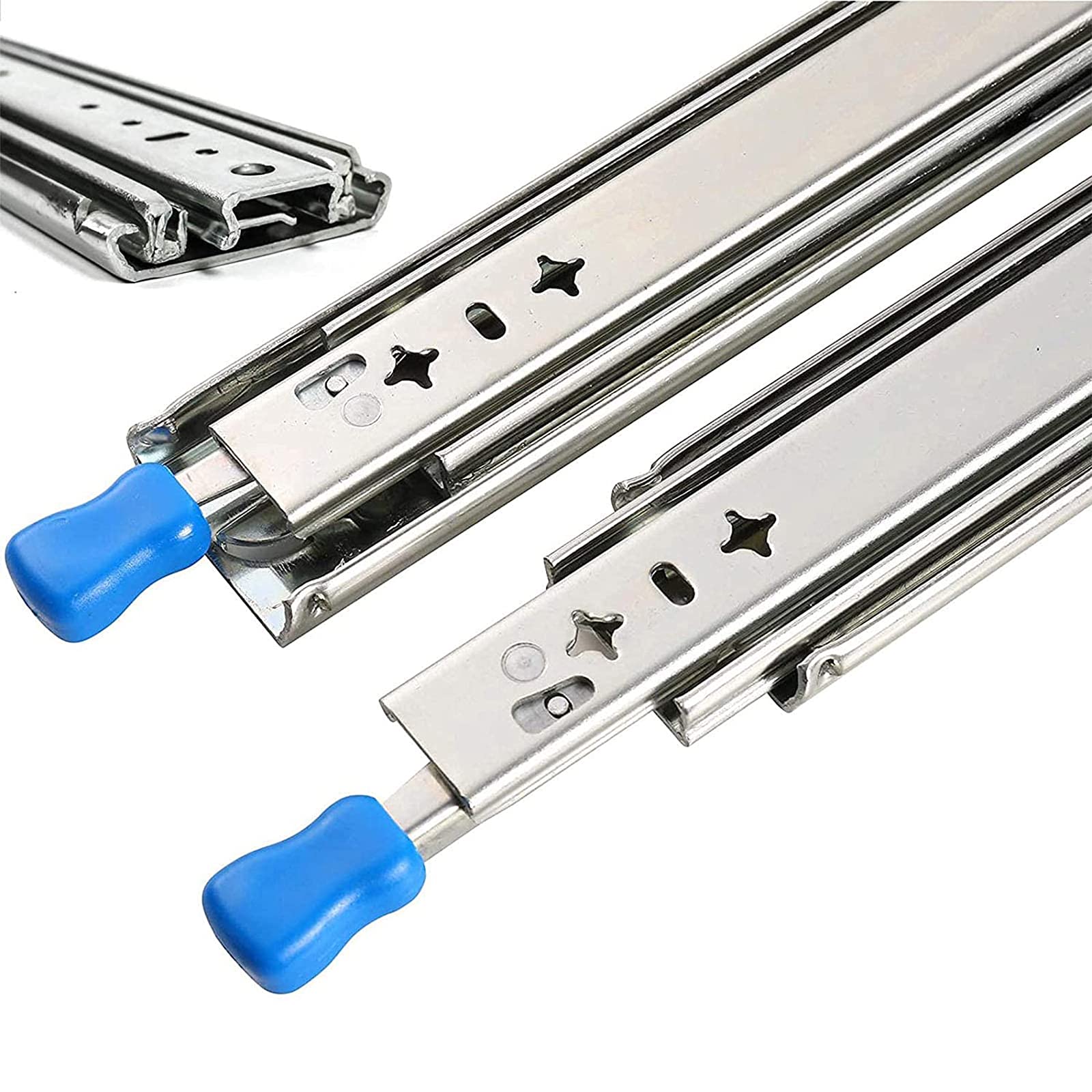 Guías para cajones de servicio pesado con cerradura Guías telescópicas de 711 mm Extensión completa Rieles deslizantes para cajones Capacidad de carga de 120 kg, 1 par, 48 pulg. = 1200 mm (46 pulg. =