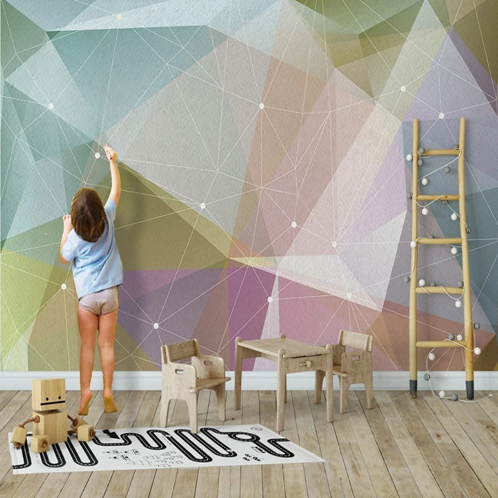 Papier peint murale 3D autocollant en PVC géométrique art salon
