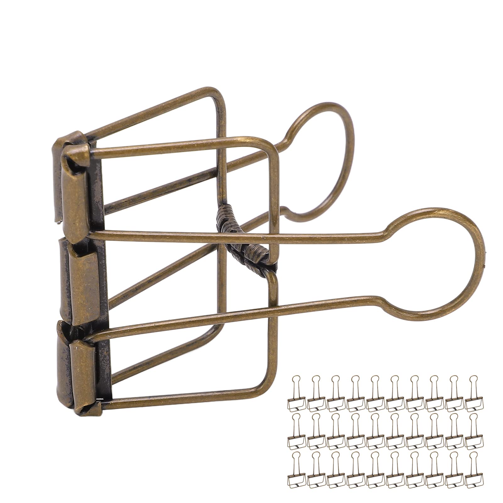 Wakects Fermagli per Binder Clip, Graffette per Carta, Clip Metalliche Forate, 30 Pezzi, Multiuso con Design Semplice per Documenti, Biglietti, Vestiti (Bronzo)