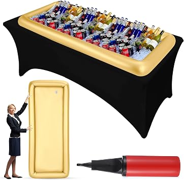 Halloscume 1 Pack 72 x 30 x 5" Large Inflatable Serving Bar Cooler, Gold