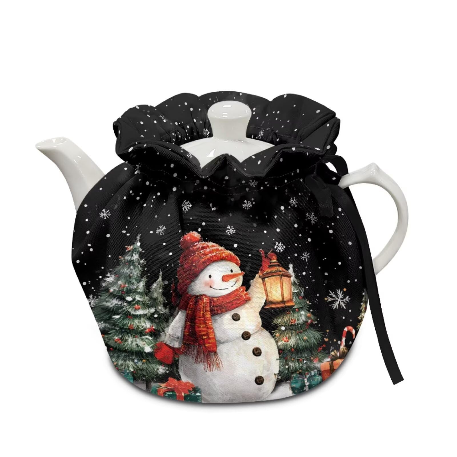 Christmas Snowman Design Tea Cozy for Teapot, Anti Dust Insulated Breakfast Warmer Kettle Cover Keep Warm Home Kitchen Christmas Decor