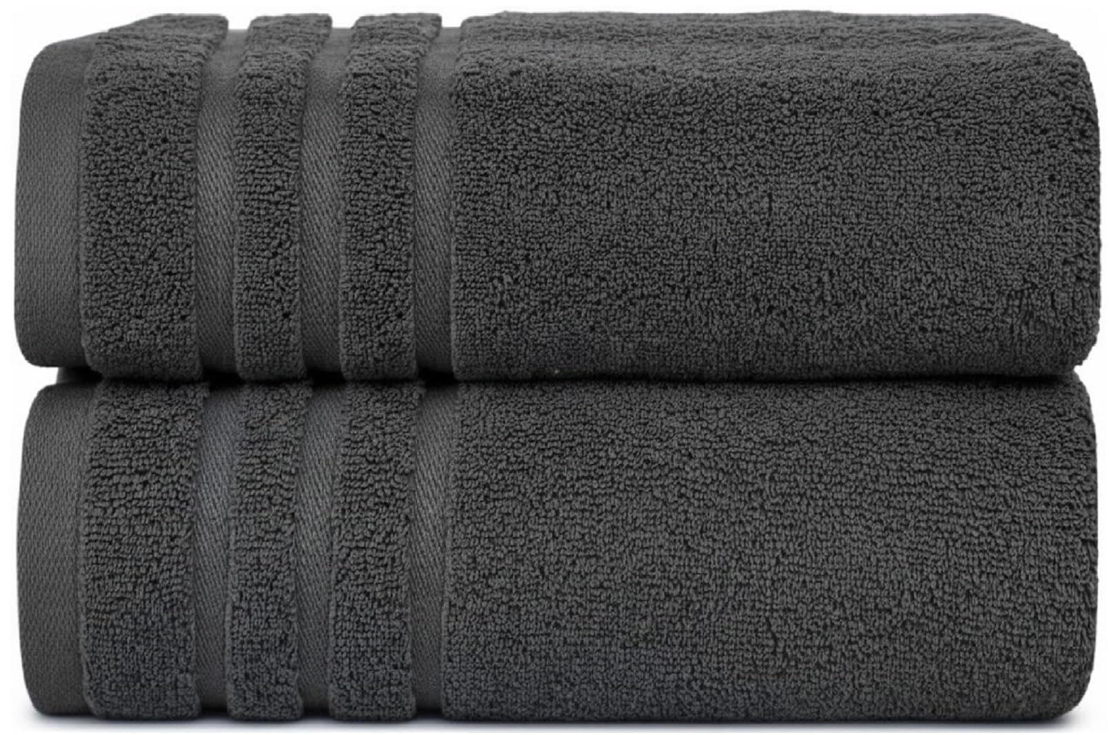 WovenWonder Pack of 2 Super Jumbo Bath Sheets (100 x 200 cm-600GSM) Luxury 100% Egyptian Cotton Soft Extra Large Bath Sheet Towels Highly Absorbent & Quick Dry Hotel Quality Towel Set (Charcoal Grey)