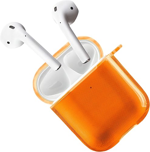 SteepLab Funda con resaltador de neón para AirPods (1 generación y 2 generación), funda Grippy Jelly (naranja intenso brillante)
