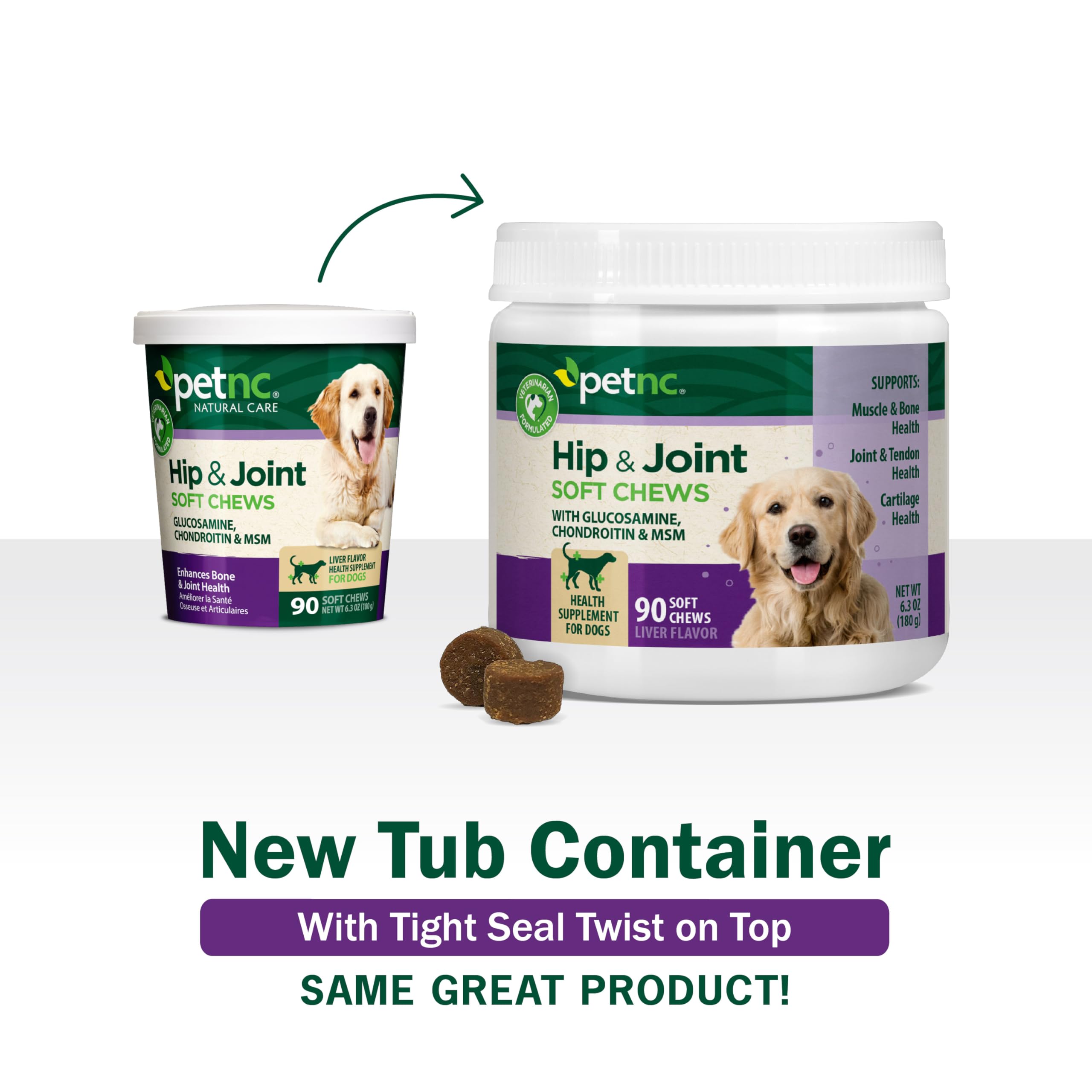 Petnc Hip & Joint Health Supplement for Dogs (90 Chews), Glucosamine Chondroitin MSM Dog Chews with Hyaluronic Acid, Liver Flavored Bone & Joint Support Supplement, For All Breeds - image 3