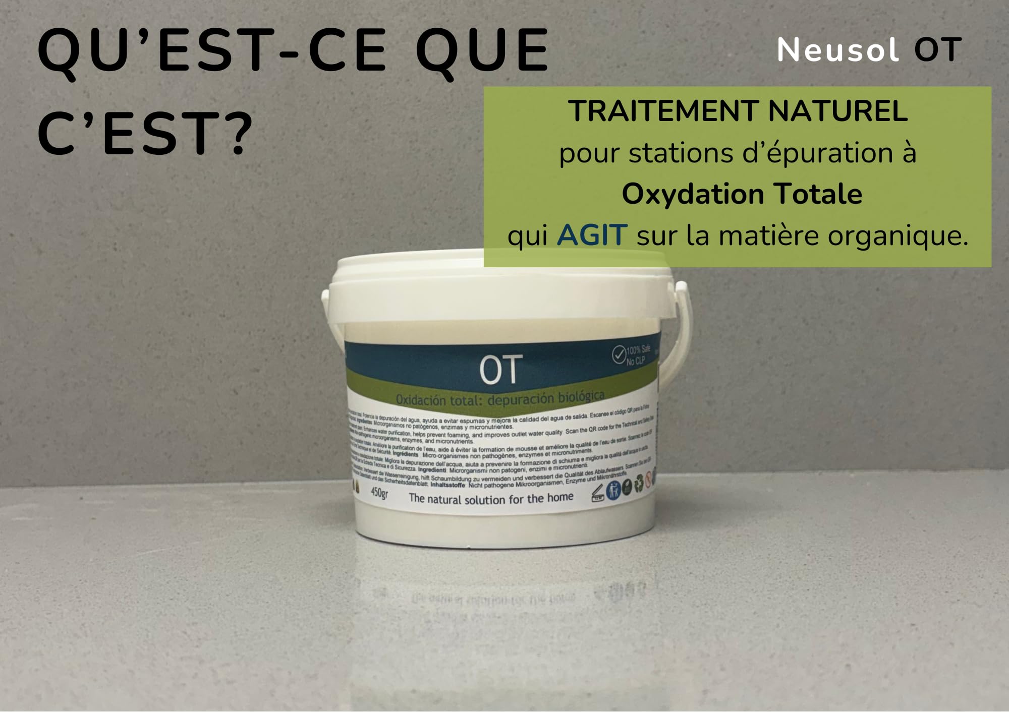 OT - Activateur Biologique pour Station de Traitement Biologique Réduit boues, mousses, odeurs Améliore la qualité de l'eau de Sortie pour l'irrigation ou Le Nettoyage extérieur (OT, 450, GR)