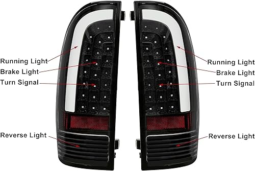 Miniatura 5 de Kojem Luces traseras LED compatibles con Toyota Tacoma 2005-2015, barra de tubo LED en forma de C, luces traseras de freno, luces traseras para