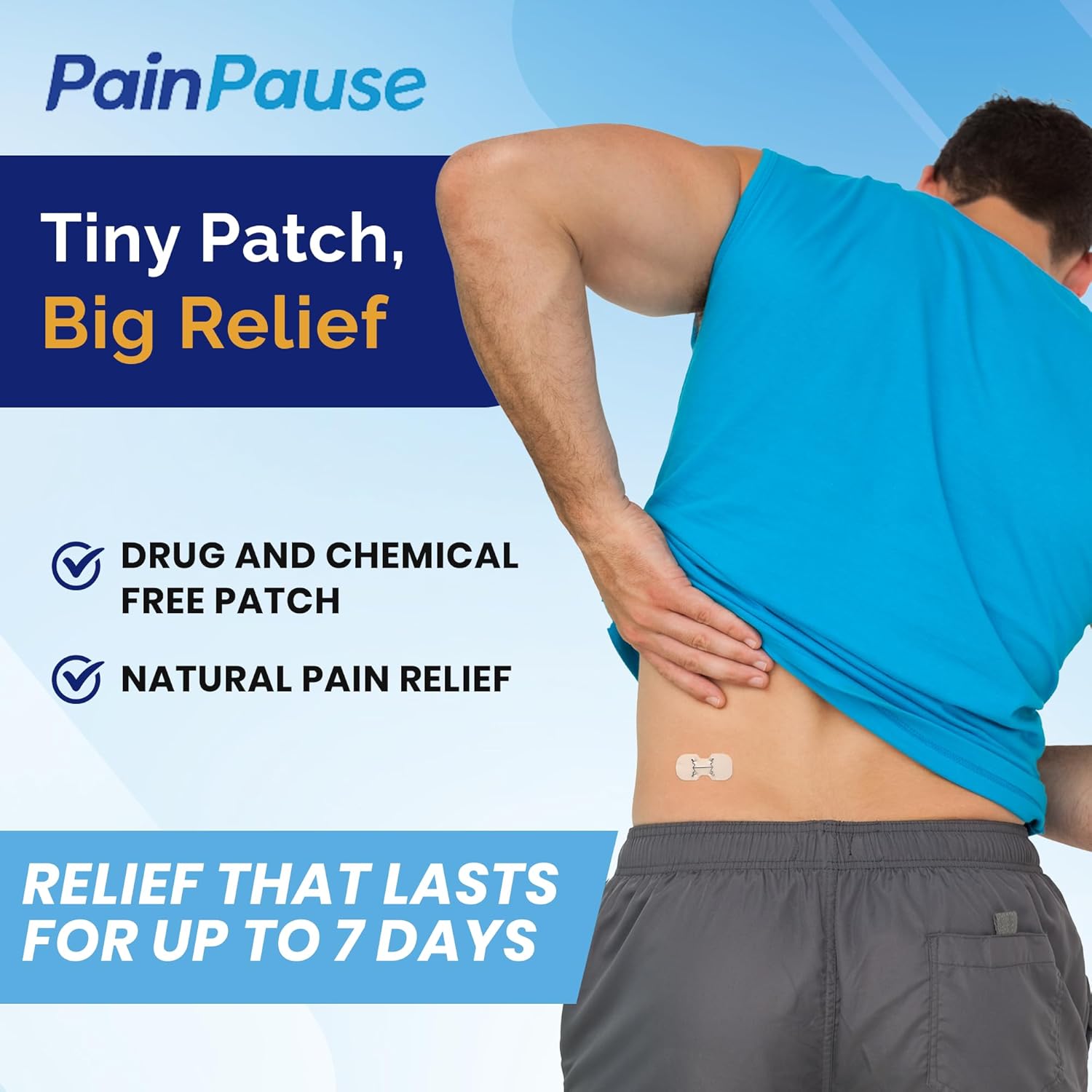 Long Lasting Pain Relief - Back, Hip, Knee, Neck, Plantar Fasciitis, and Others - Relief for Up to 7 Days, Clinically Tested, 4 Devices in 2 Pouches