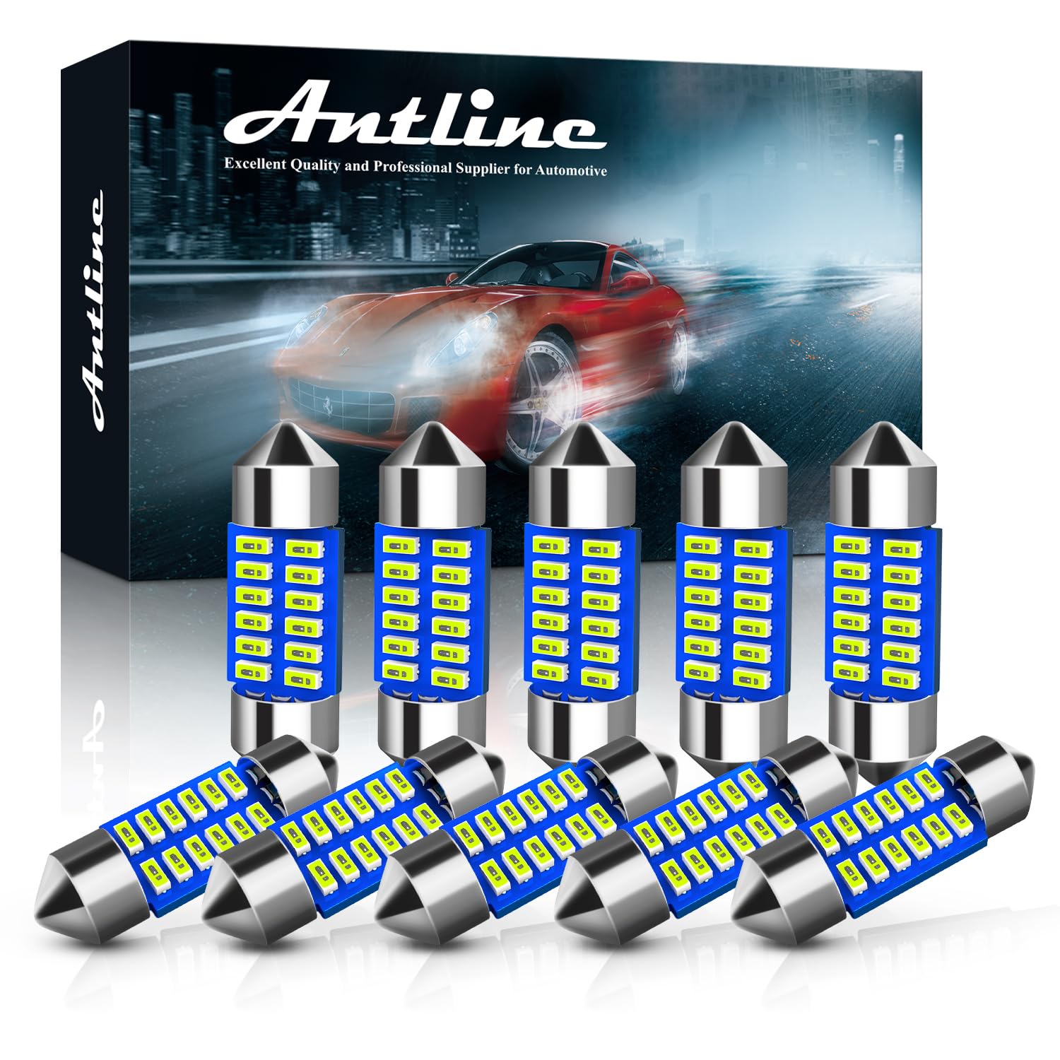 Antline6614 6641 6612F 6615 F30-WHP TS-14V1CP 28MM 29MM 1.14”LED Bulb Ice Blue, Super Bright Canbus Error Free 12 Volt Replacements for Interior Dome Map Vanity Mirror Sun Visor Lights (Pack of 10)