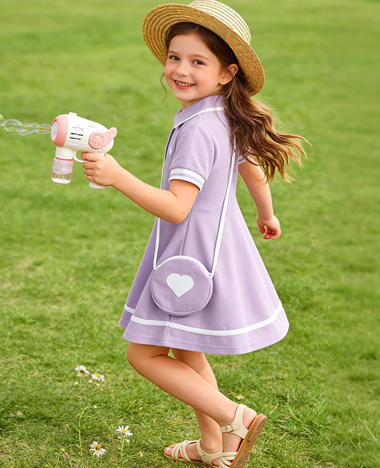 Move Dance Toddler Girl Sporty Dress Summer Clothes Kids Casual Sundress with Bag 2-7 Years - Image 3