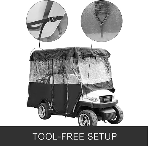Miniatura 6 de Happybuy Techo para carrito de golf de hasta 79 pulgadas de largo, cubiertas para carrito de golf para 4 pasajeros, tejido apretado, de alta