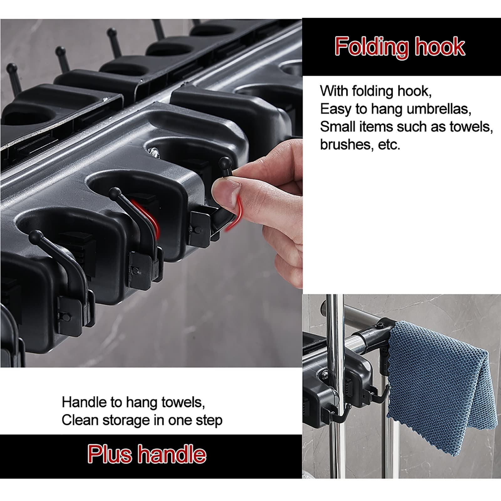 Piso Móvil de Pie Mop Escoba Titular Poner Fregas Húmedas Limpieza Cleanin Herramienta Carro de Limpieza Suministros Organizador para Cocina de Garaje, Etc. Mop Lavar Estante de Drenaje con