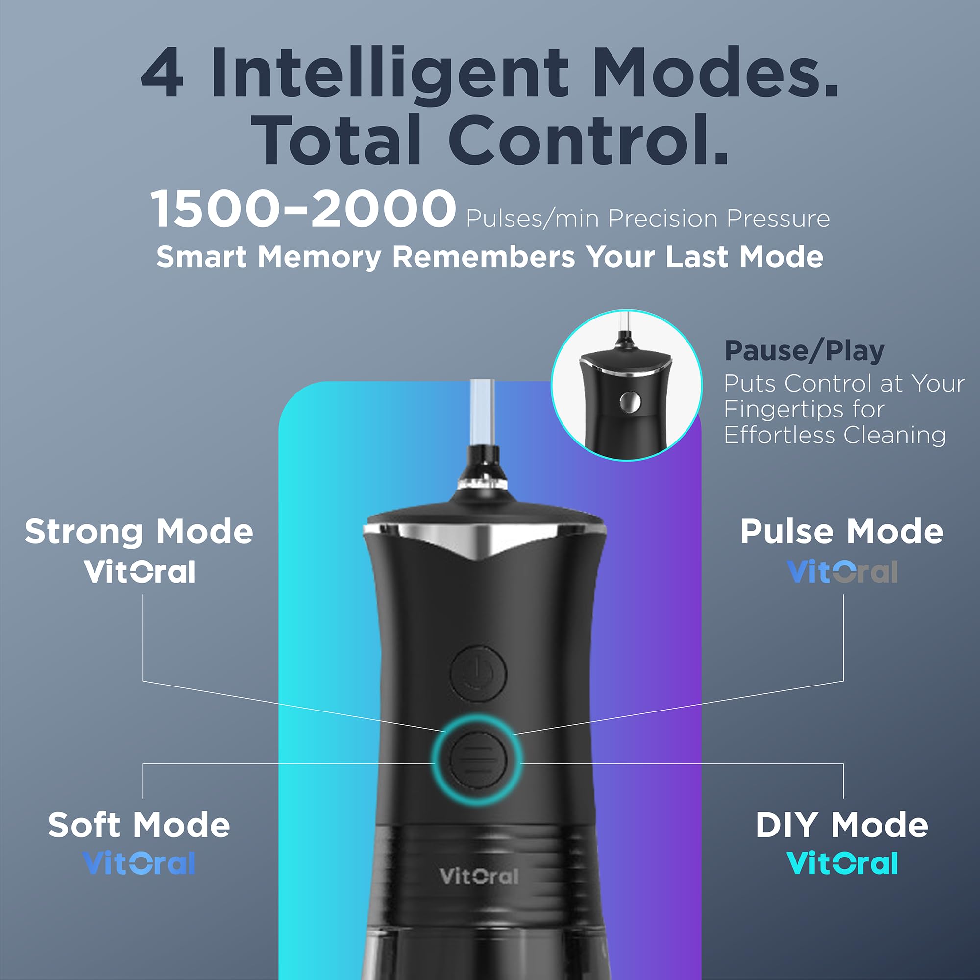 Irrigador bucal profesional inalámbrico para la salud de los dientes y las encías, irrigador bucal impermeable IPX7 y removedor de placa, chorro dental de limpieza profunda con 4 modos