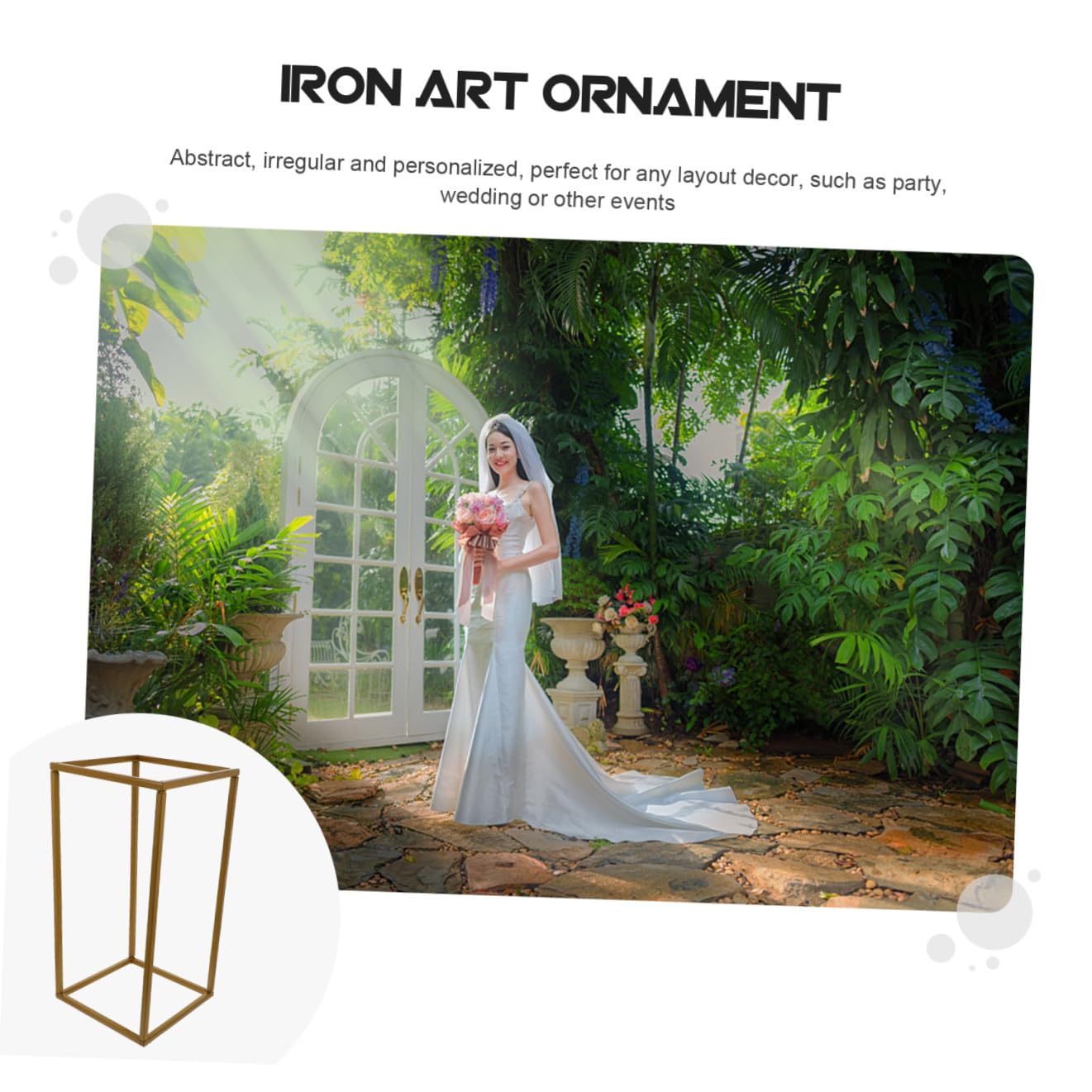 Cornice Decorativa Rettangolare in Ferro Oro per Matrimonio | 1 Pezzo, Forma Geometrica Irregolare, Adatta a Scena Party, Design Astratto e Atmosfera Romantica