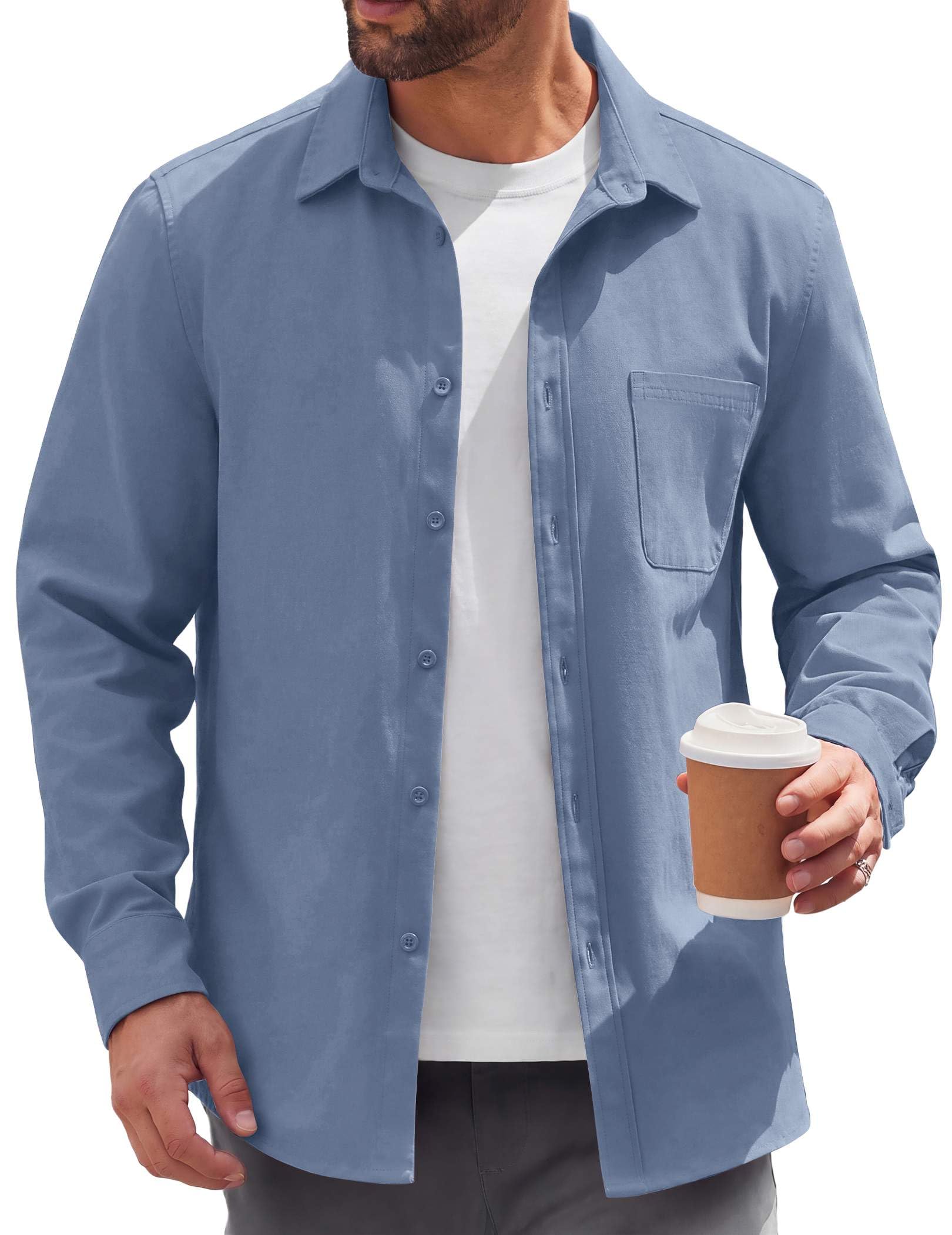 COOFANDY Mens Lightweight Button Down Shirt Jacket Casual Shacket Overshirt