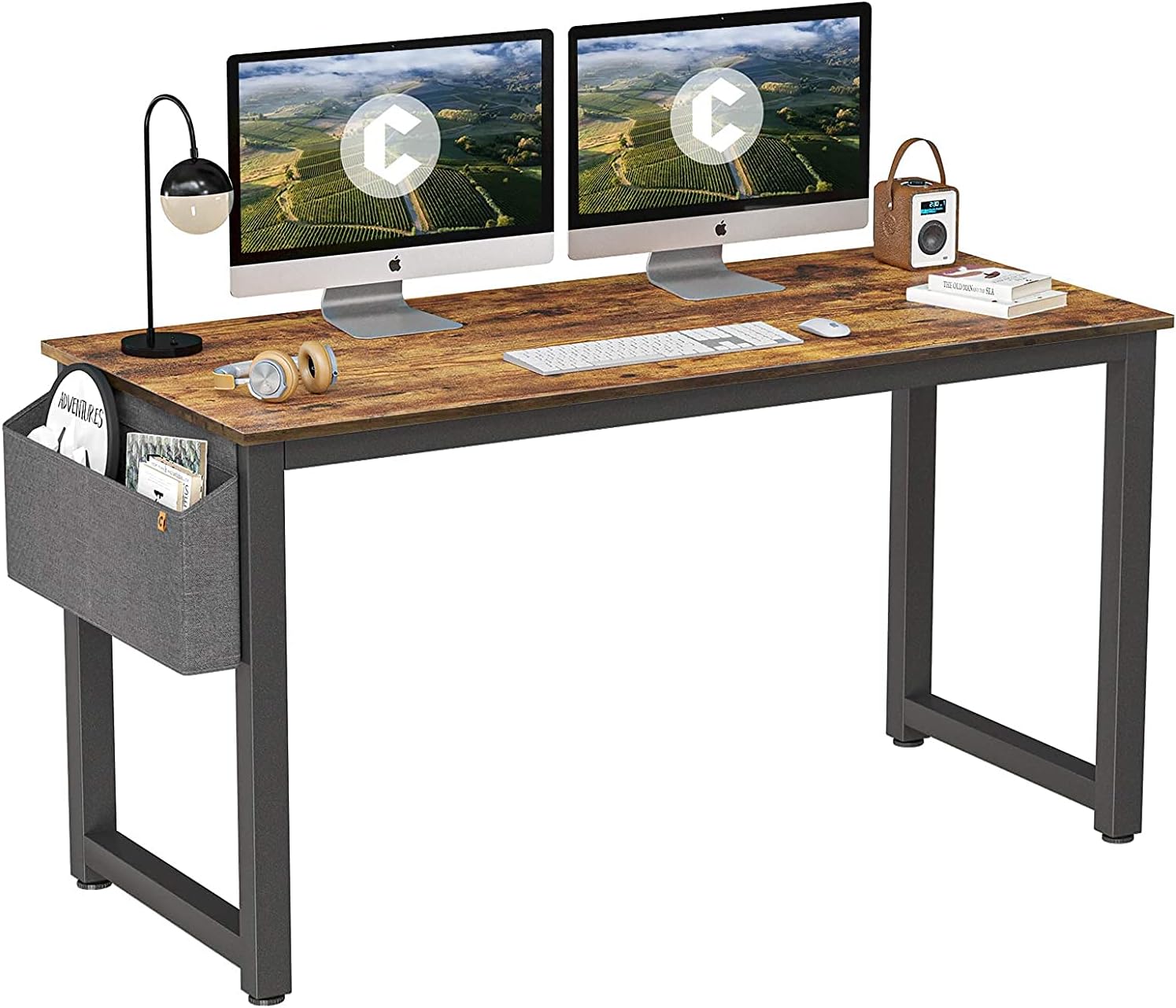 Cubiker Computer Desk 63" Modern Sturdy Office Desk Large Writing Study Table for Home Office with Extra Strong Legs, Rustic