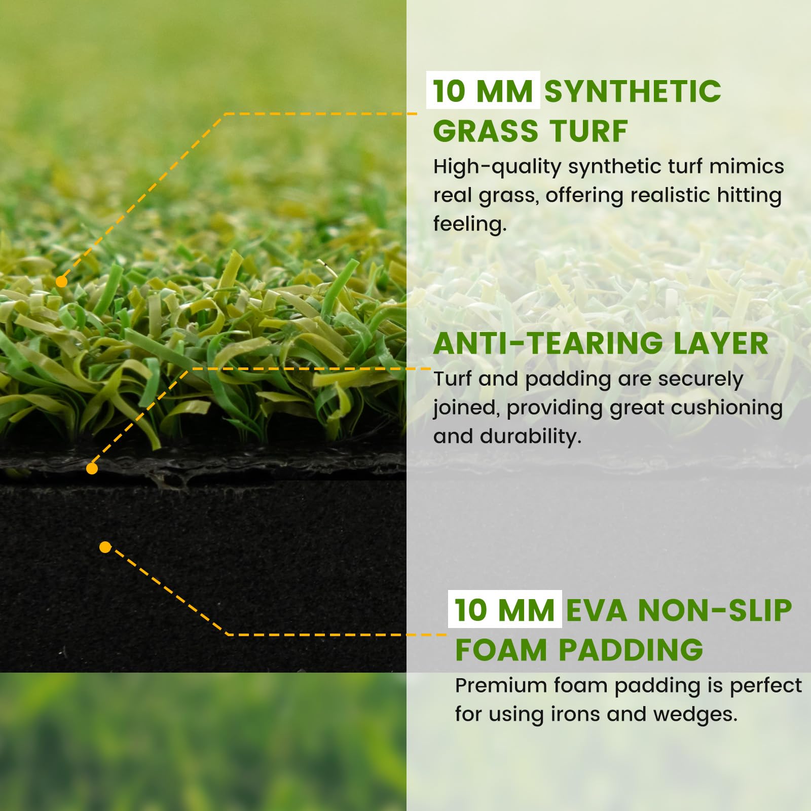 LIFEZEAL Mata treningowa golfowa, mata do gry w golfa z 6 otworami, mata do trawnika do ćwiczeń golfowych wewnątrz i na zewnątrz z 2 trójnikami i wędkami kierunkowymi 90 cm