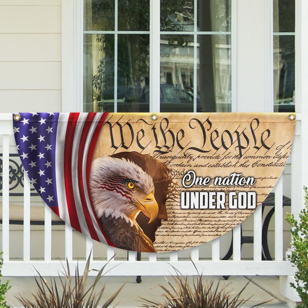 American Flag We The People, One Nation Under God, American Eagle Jesus Non-Pleated Fan Flag TPT845FL, 3x6 ft, 1 Pack Suitable for Outdoor and Indoor