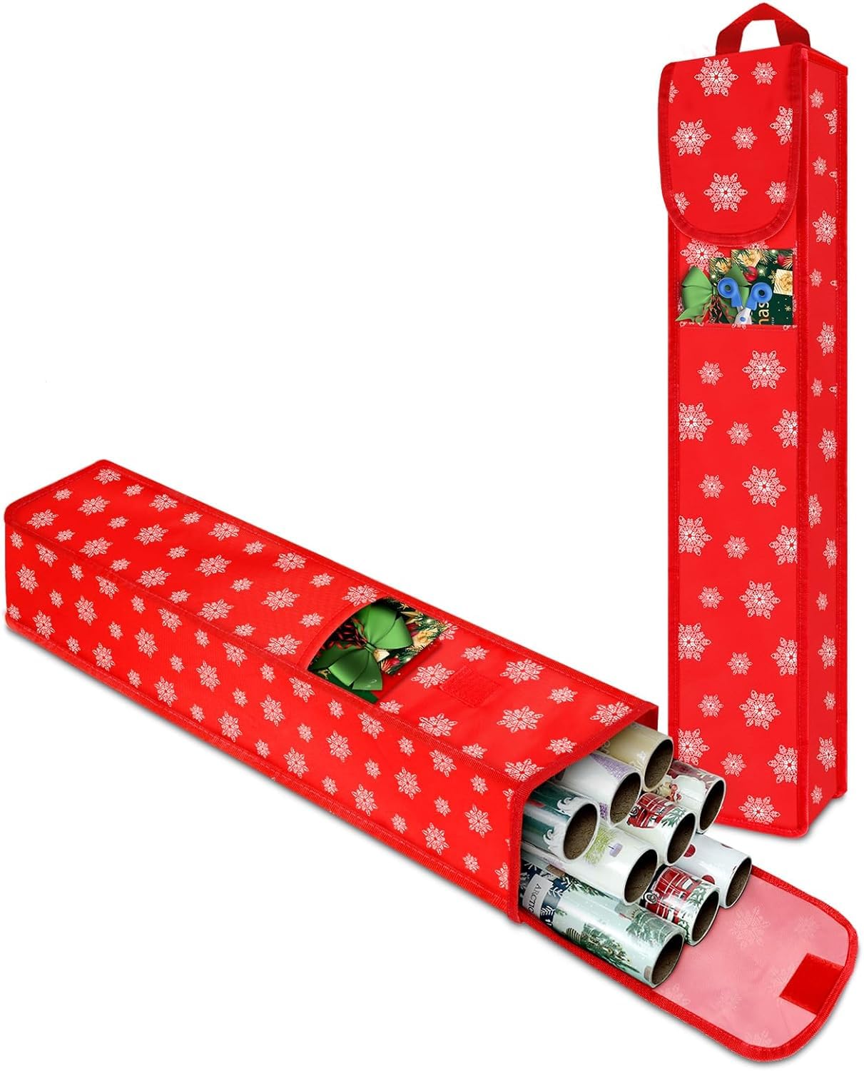 Christmas Wrapping Paper Storage Containers Fits 9 standard Rolls of Wrapping Paper, 30 Inch Gift Wrapping Organizer Storage, Breathable Fabric,Sturdy Square