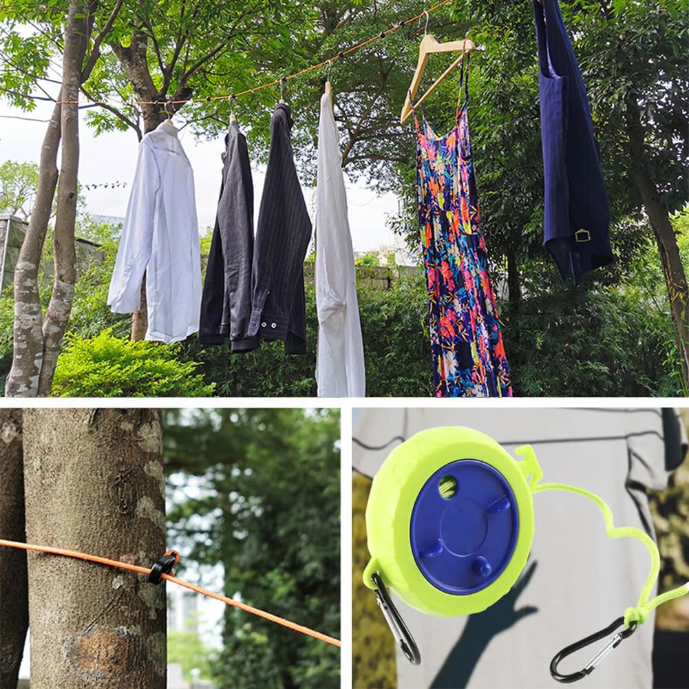 Stendibiancheria Retrattile Da 10 M - Con Mollette E Fibbie | Per Esterno, Balcone E Campeggio - Foto 2