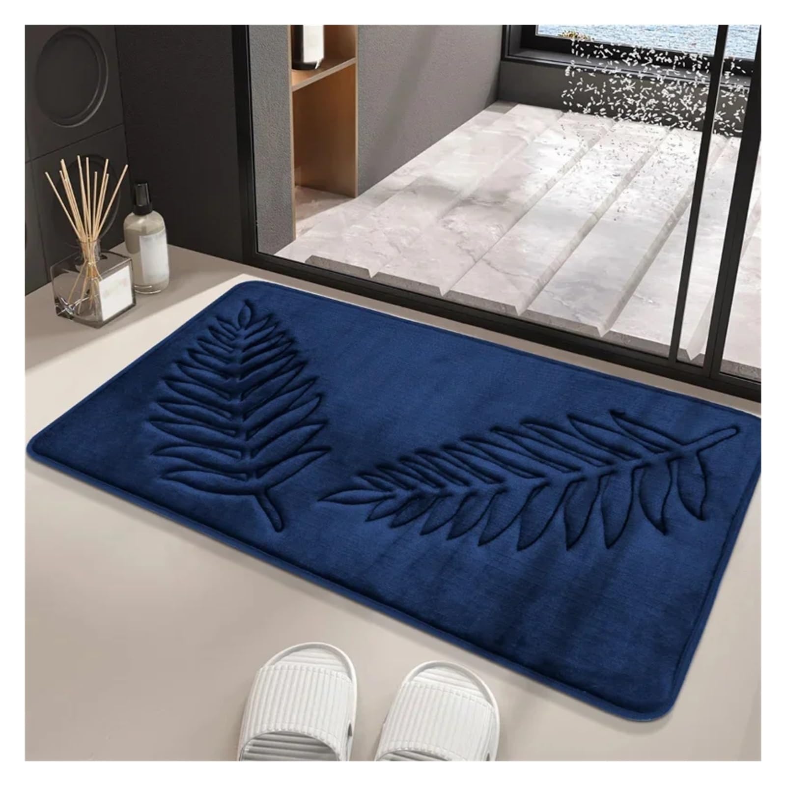 Morbido tappeto da bagno in cotone verde antiscivolo assorbente 60 x 90 cm tappetino da bagno in memory foam per soggiorno, camera da letto, cucina, casa, tappeto da pavimento