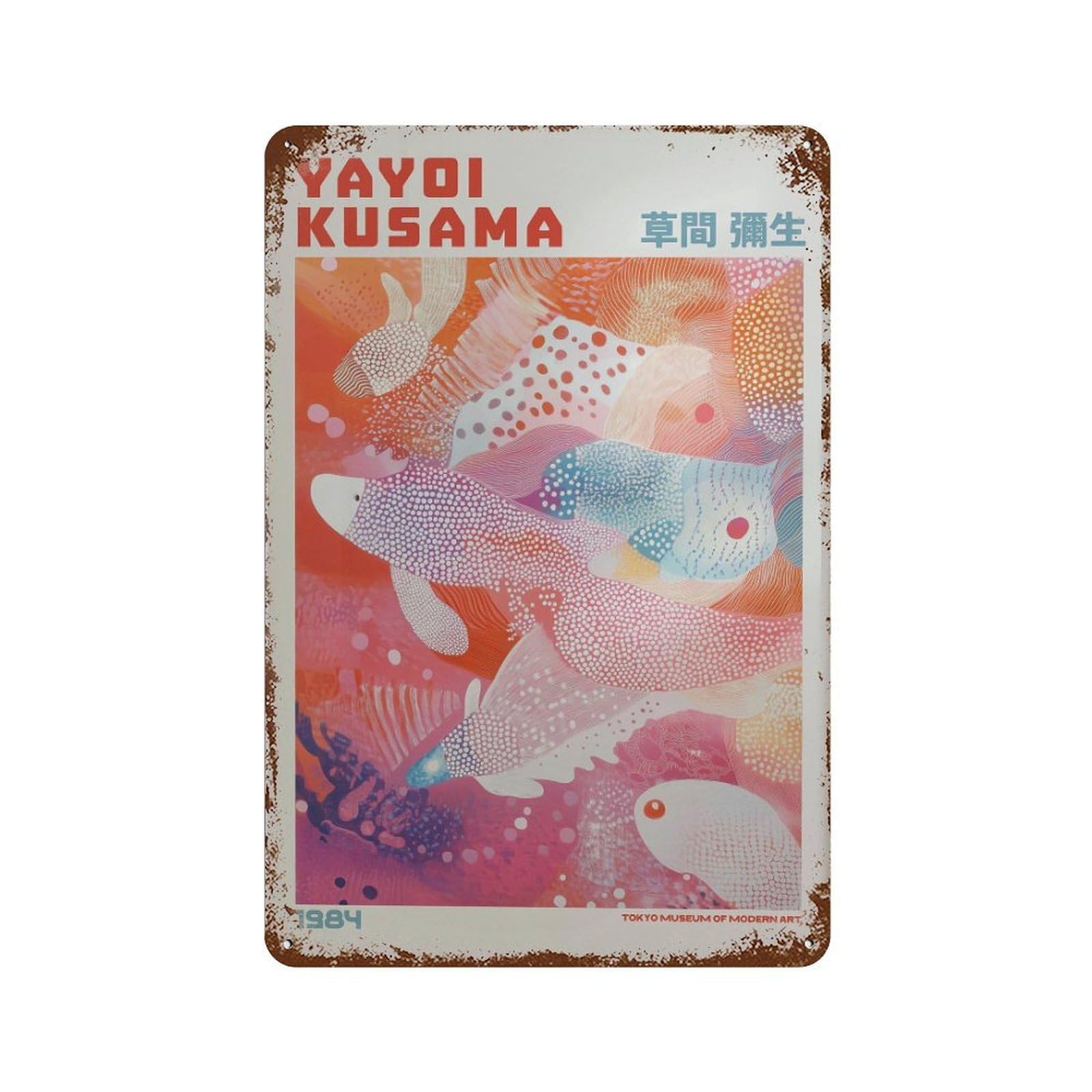 xiaoxiaoshen Yayoi Kusama Modern Exhibition Japandi Maximalist Livingroom2 Wall Decor Art Metal Tin Poster Modern Home Decor Art Home Bar Shop Decorations Vintage Sign 30x20cm