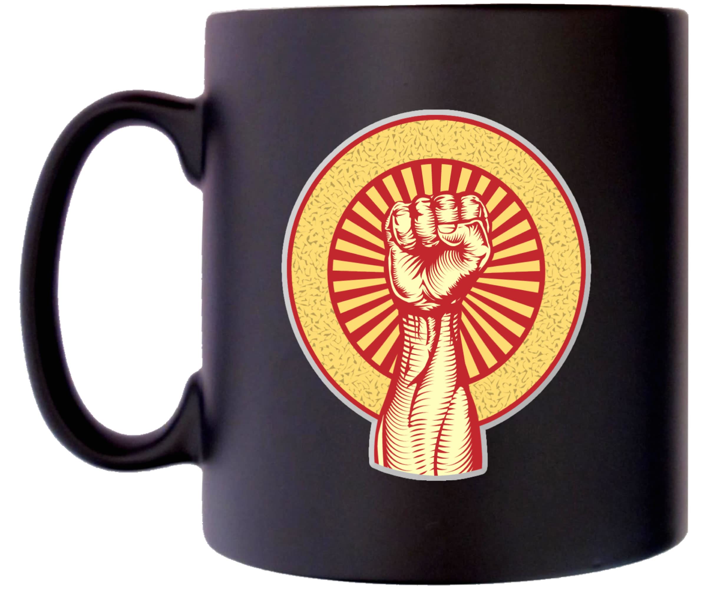 Klassek Communist Revolutionary Fist USSR Russian Emblem Socialist Political Mug Coffee Tea 10oz Black Satin Gift Present