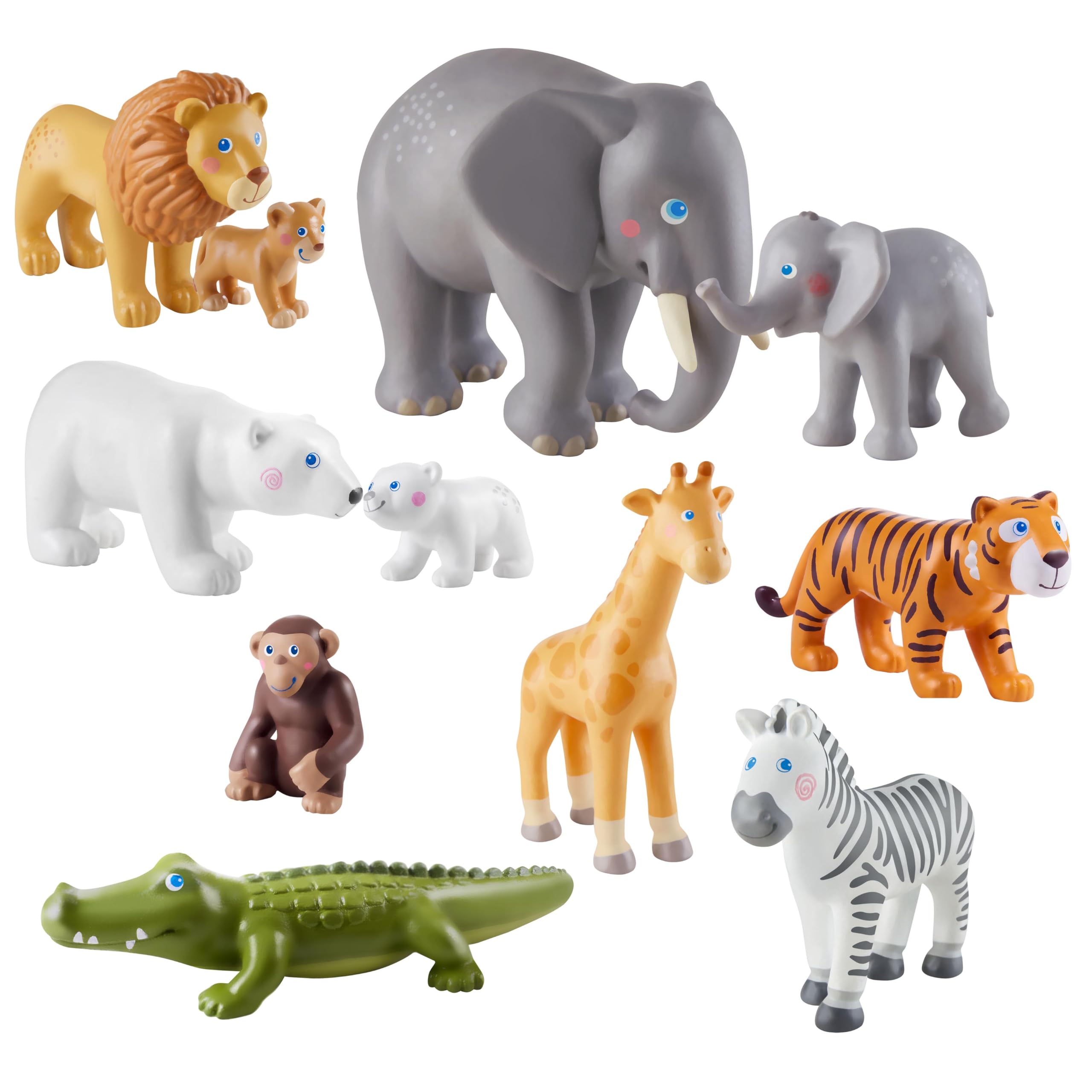 HABA Little Friends Zoo Animals Bulk Playset with 11 Chunky Plastic Toy Figures for Ages 3+
