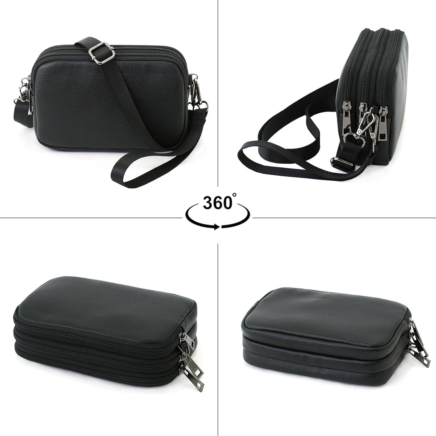 Small Wristlet Wallet for Women, 3-Zip RFID Crossbody Phone Purse - Image 6