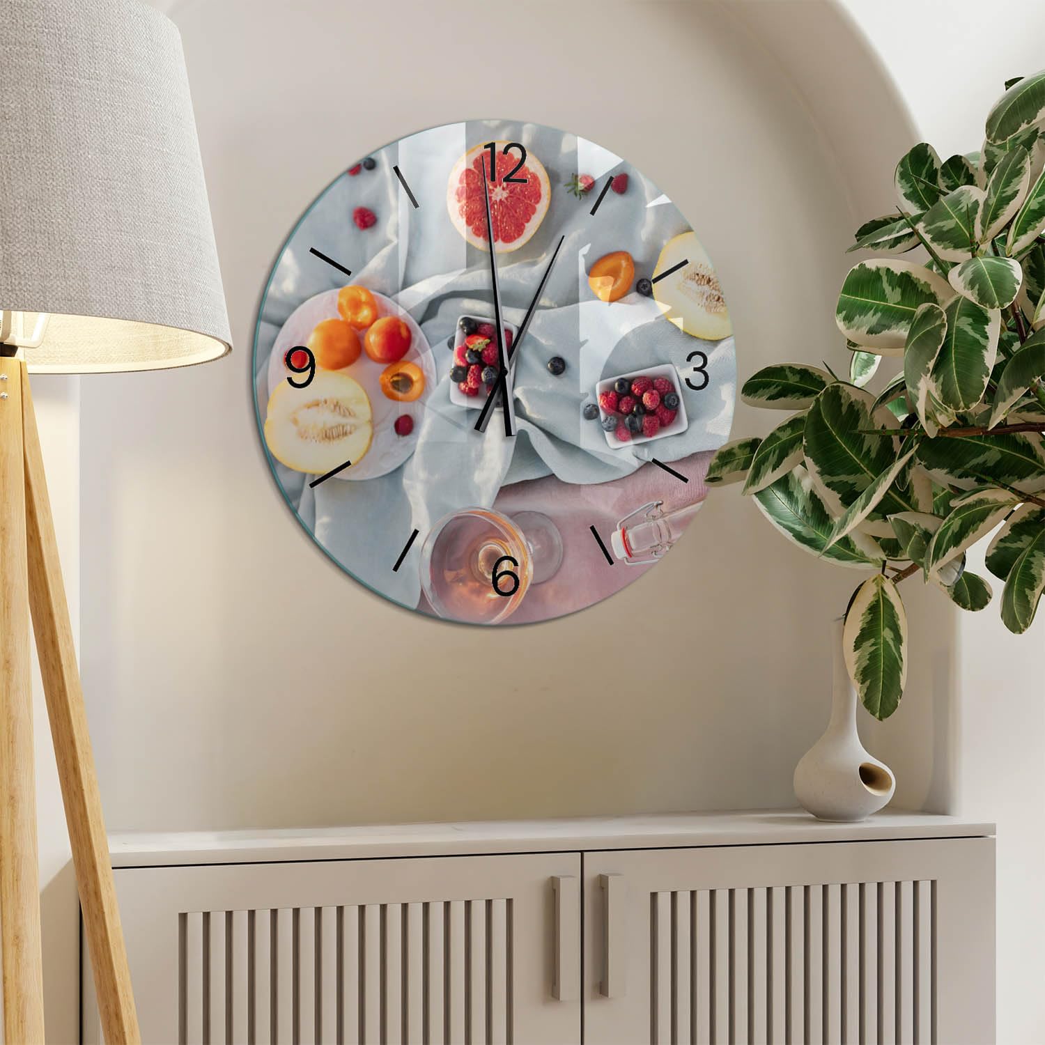 Horloge Murale Élégante en Verre Ø 60 cm | Aiguilles Noires | Ronde