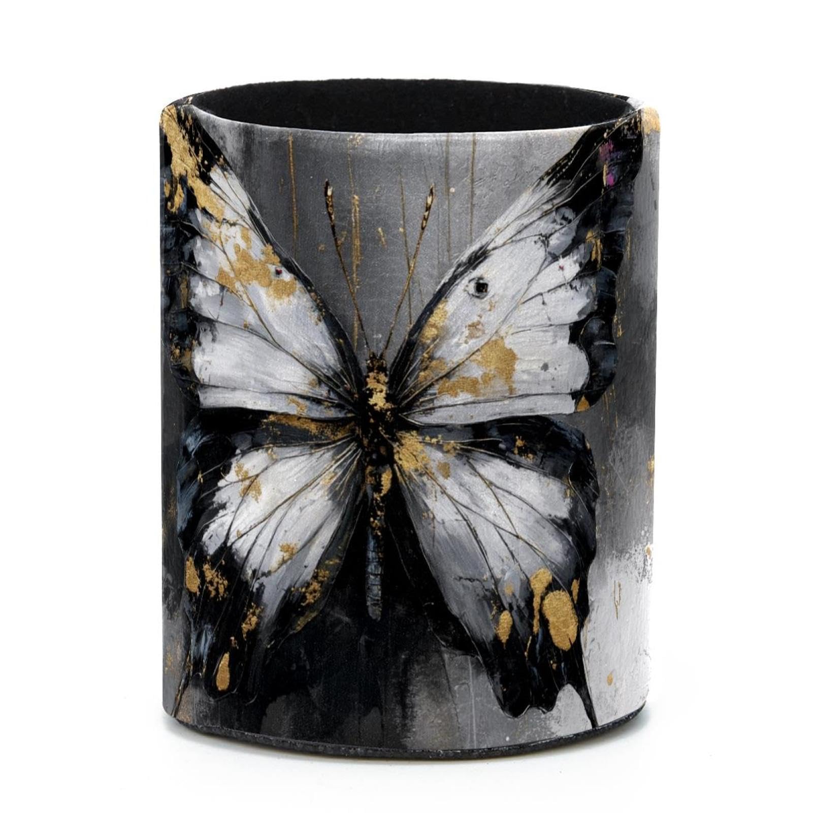 VAPOKF Round Pencil Holders for Desk, Watercolor Butterfly Pen Holders Pen Pot Makeup Brushes Storage Desktop Stationery Supplies Organiser for Home Office